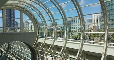 View of Downtown San Diego through Convention Center Windows